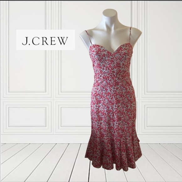 J. Crew Dresses & Skirts - J. Crew Floral Print Liberty Fabrics Midi Ruffled Hem Spaghetti Strap Dress